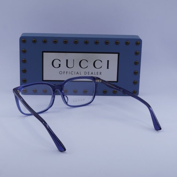 Gucci GG0333OA 003 Rectangle Eyeglasses - Transparent Blue 55mm - Picture 5 of 10